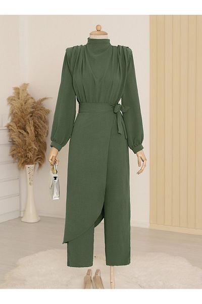 Modamorfo Green Ayrobin Jumpsuit - Skirt Detail and Padded