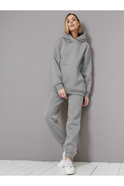 CMZ COLLECTİON Γυναικείο σετ φόρμας με ψηλή μέση και ελαστικά μανίκια σε μεγά...