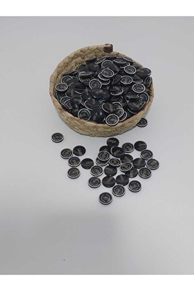 Tasarım زر بوليستر منقوش بني غامق قطر 2 سم 20 قطعة.