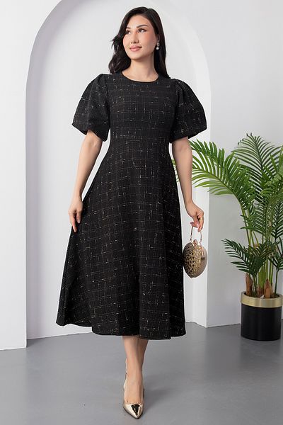 PULLIMM Rochie cu mânecă cu balon cu gât roșu DKS1245