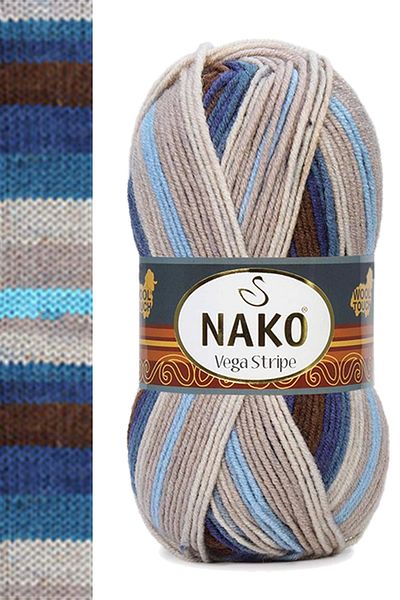 NAKO 1 Piece Vega Stripe Premium Acrylic Hand Knitting Yarn Wool No: 82422