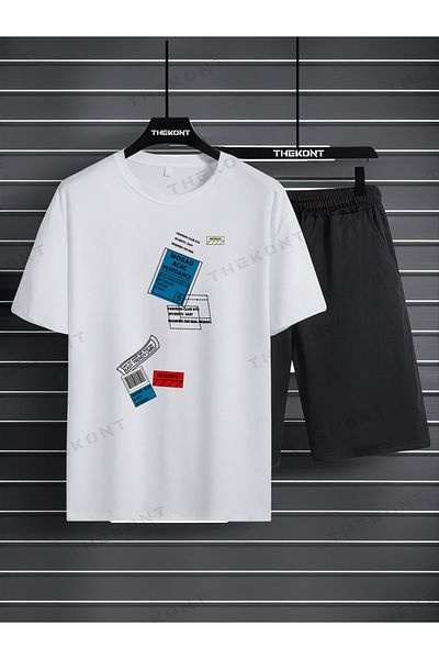 THEKONT Unisex Printed 01 Short-Tshirt Set