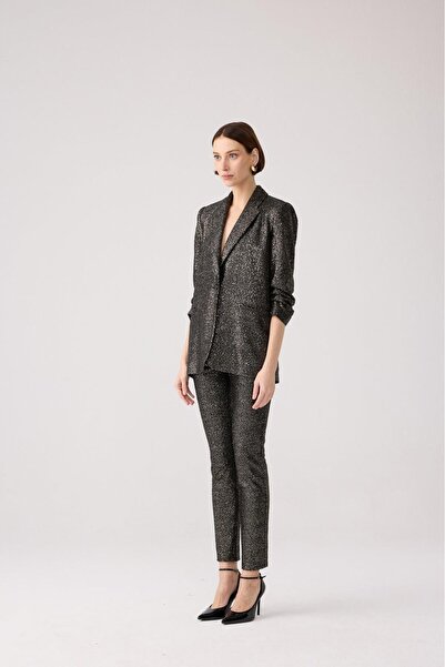 rue Gold Sequin Jacket with Drawstring Sleeves