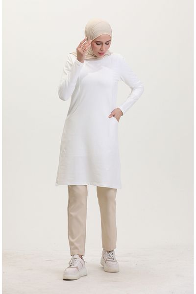sefamerve Ecru Sports Tunic - Two Thread, Pockets, 10503-05