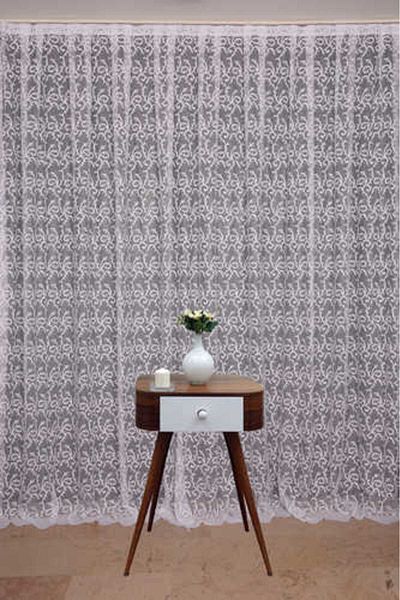 AKÇA TEKSTİL Swallow Model White Color Single Wing Pre-Sewn Pleated Background Curtain 300*260cm