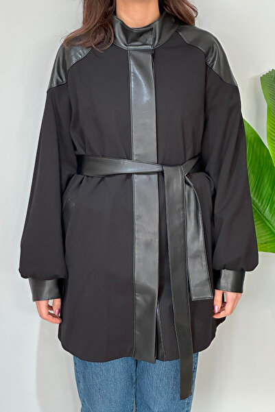 Nuss Μαύρο Δερμάτινο Μπουφάν Καπάκι 6004 - Με κουμπωτά και λεπτομέρειες