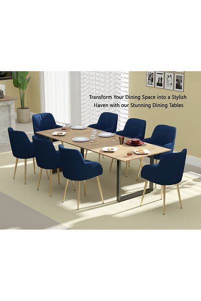 Mahmayi 136 BLK Wooden Dining Table Loop-Leg, 8-Seater-240cm, Cognac Brown Sherman Oak Finish