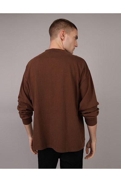 AMERICAN EAGLE AE Oversized Long-Sleeve Heavyweight Pocket T-Shirt