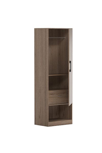 Mahmayi Modern Wardrobe With Bottom Superior Space, Storage Cabinet With Hangers - Truffle Brown Davos Oak