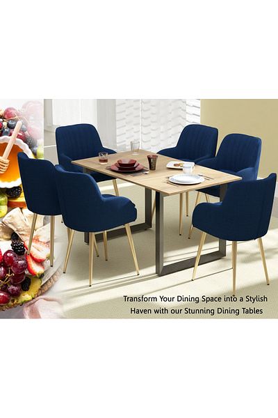 Mahmayi 136 BLK Wooden Dining Table Loop-Leg, 6-Seater-140cm, Cognac Brown Sherman Oak Finish