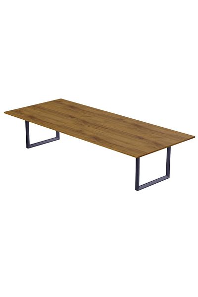 Mahmayi 136 BLK Wooden Dining Table Loop-Leg, 8-Seater-240cm, Cognac Brown Sherman Oak Finish