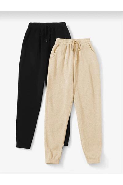 CAST COLLECTİON بنطال رياضي باللون الأسود والبيج للجنسين