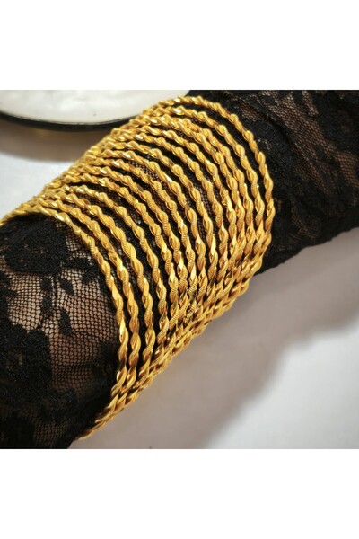 STİLLOVE 925 Ayar Gümüş İkili Adana Burma Gold Bilezik SL9803