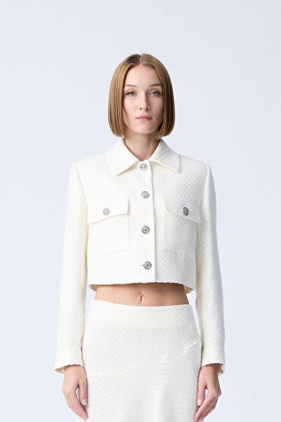 rue Ecru Jacket with Metal Button Detail