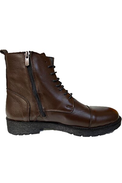 Budaks Ανδρικές μπότες casual από γνήσιο δέρμα, ανθεκτικές στο νερό και το κρύο, χειμερινή σόλα από καουτσούκ καφέ 9922