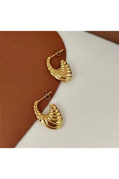 Pelin Aksesuar Gold Steel Swing Earring