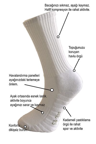 FASİON Silk Step Fit Line 4-Piece White Men's and Sports Socks, Active - Functional (4 Pairs White)
