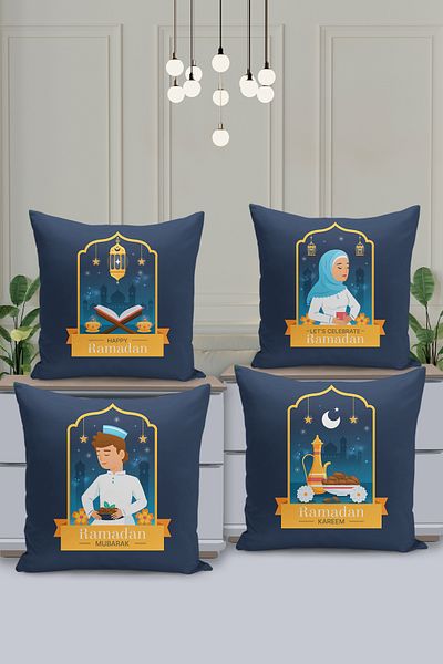 Filamente Set de huse de pernă cu model special Ramadan din 4 piese - imprimate digital pe două fețe