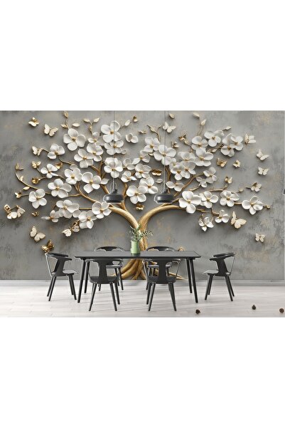 MORDENTE HOME 3D AGAÇ DESEN DUVAR KAĞIDI GRİ ZEMİN (İSTENİLEN ÖLÇÜDE ÜRETİLME...