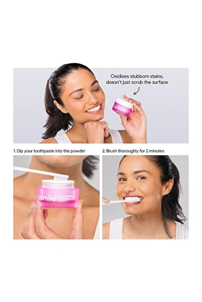 Hismile مسحوق تبييض الأسنان PAP+ - يحول أي معجون أسنان إلى علاج تبييض - غير كاشط، خالٍ من البيروكسيد - آمن للقشور واللثة - نباتي