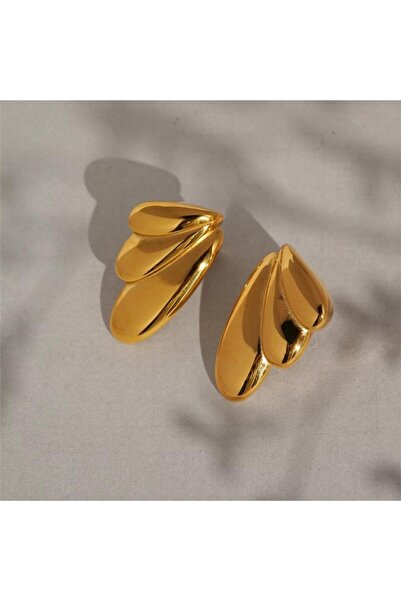 Pelin Aksesuar Gold Çelik Damlalar Küpe