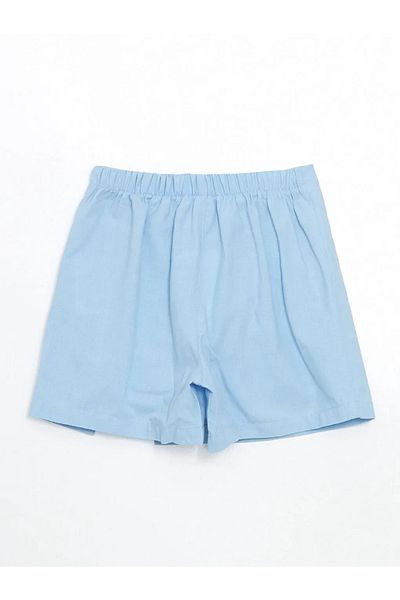 LC Waikiki Lcw Kids Blue Elastic Waist Linen Blended Girls' Shorts Skirt