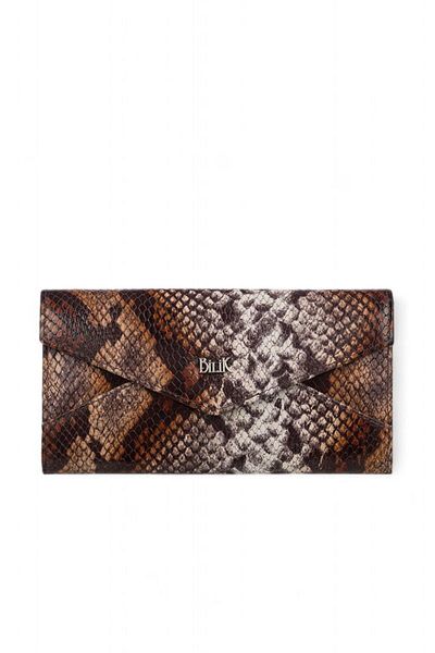 Bilik Deri Beige-Brown-Snake Women's Wallet Bsh 3071