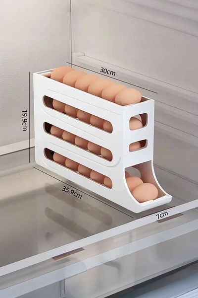 Chavin 25 White Plastic Egg Holder Refrigerator - Organizer Egg Storage Rack Cin870