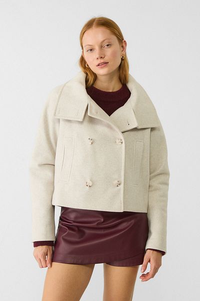 Stradivarius Short double-breasted high neck jacket