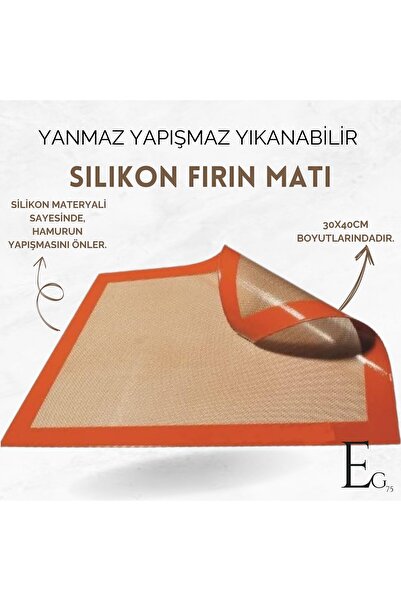 EG75 Silikon Fırın Matı Yanmaz Yapışmaz Yıkanabilir Tekrar Tekrar Kullanılabi...