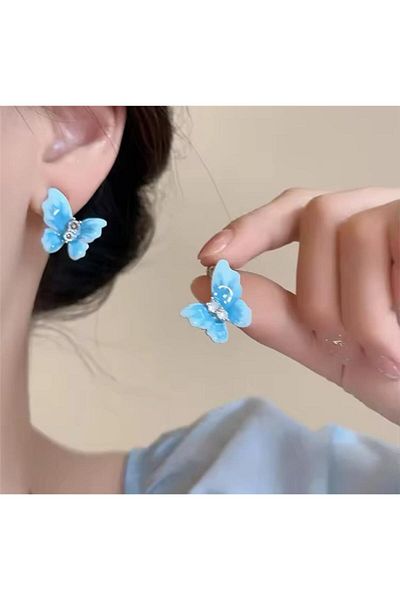 Pelin Aksesuar Blue Butterfly Earrings