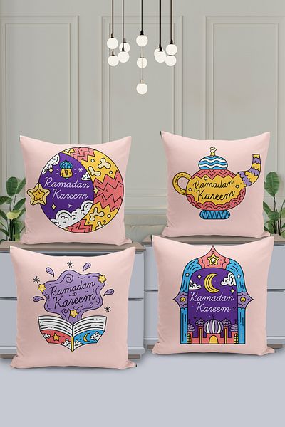 Filamente Set de huse de pernă cu model special Ramadan din 4 piese - imprimate digital pe două fețe