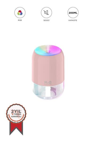 Torima H6 Pembe 200ml Ultrasonik Renkli Hava Nemlendirici Buhar Makinesi Ve A...