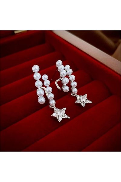 Pelin Aksesuar 2-Piece Look Earrings with Starry Pearls