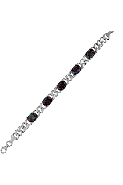 Silveranka 925 Ayar Gümüş Mistik Topaz Taşlı Gurmet Bileklik