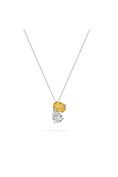 Silveranka 925 Ayar Gümüş Çift Taşlı Kolye