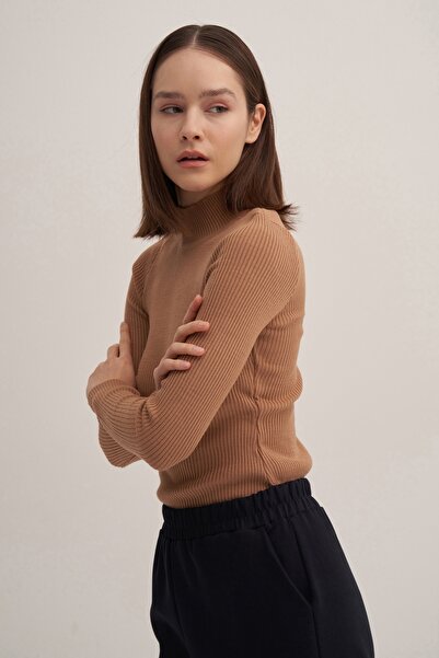 EBU Prive Body tricotaj pentru femei, cu dungi, în nuanță de cafea cu lapte