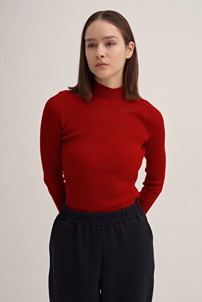 EBU Prive Women's Knitwear - Ribbed Fisherman Body, Red