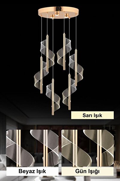 İstanbul Avize İstanbul Avize Mira 6'lı Gold Kumandalı 3 Renk Ledli Lüx Avize