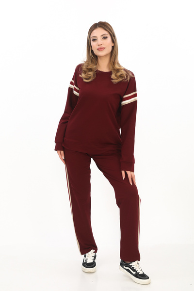 zitex Σετ αθλητικής φόρμας από χτενισμένο βαμβάκι σε μπορντό χρώμα με λεπτομέ...