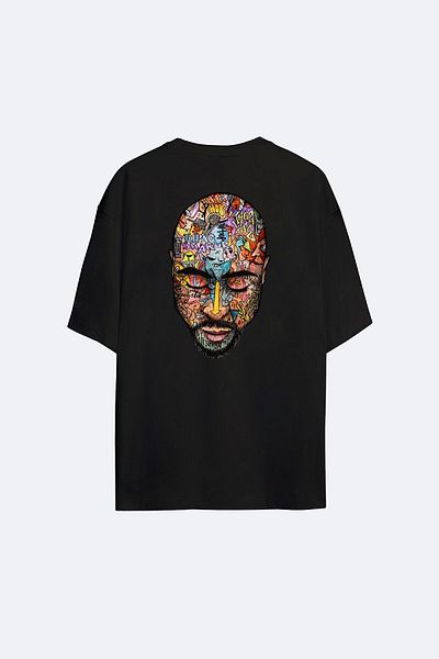 Pisa Art Μπλουζάκι Ayya Unisex Oversize Μαύρο Graffiti 2pac