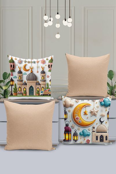 Filamente Set de huse de pernă cu model special Ramadan din 4 piese - imprimate digital pe două fețe
