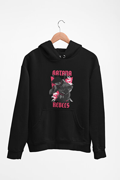 Tshirto Hanorac cu glugă KATANA REBELS imprimat cu 3 fire bleumarin/bej/negru