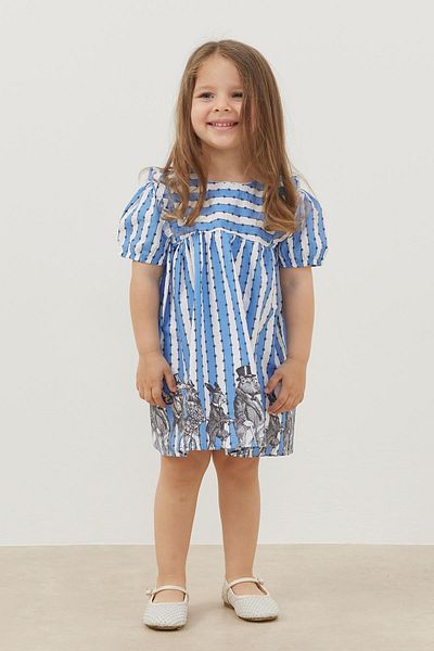 Fahhar Kids Rochie cu volane cu dungi albastre