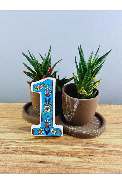 DeepCraft Best Quality Deepcraft Ceramic Tulip Pattern Door Number Handmade Ceramic Door Number (with Color Options)