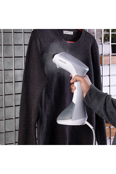 Geepas Handheld Garment Steamer- 1300 W, Stainless Steel Panel/ 260 ml Capacity/ Grey and White