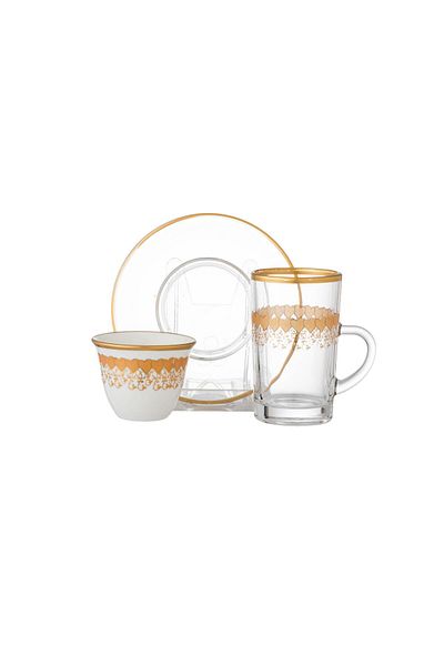 Dania 18-piece tea and coffee set with beautiful and elegant engravings