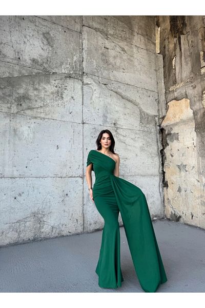 Mekafashion Rochie de seară Ewo cu un singur umăr - Trenă și culoare zgâriată