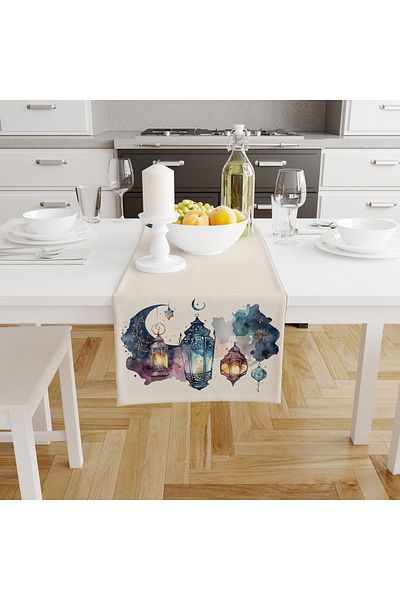 Filamente Ramadan Themed Four Throw Pillow Covers and Runner Set