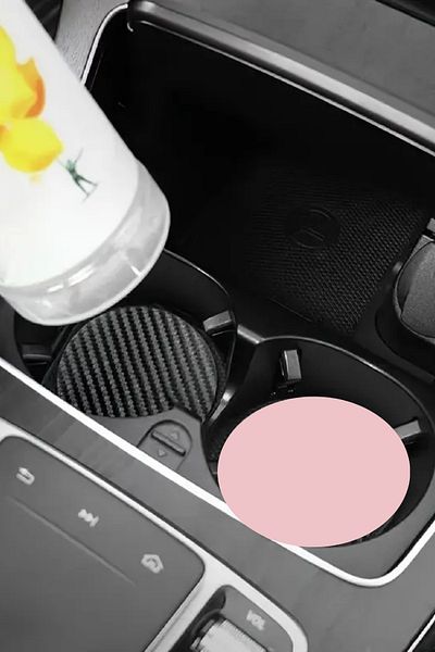 Arma House 2Pcs Black Leather Car Cup Pad - Universal Car Cup Pad with Non-Slip and Thermal Insulation